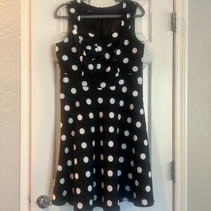 Women’s black dress white polka dots